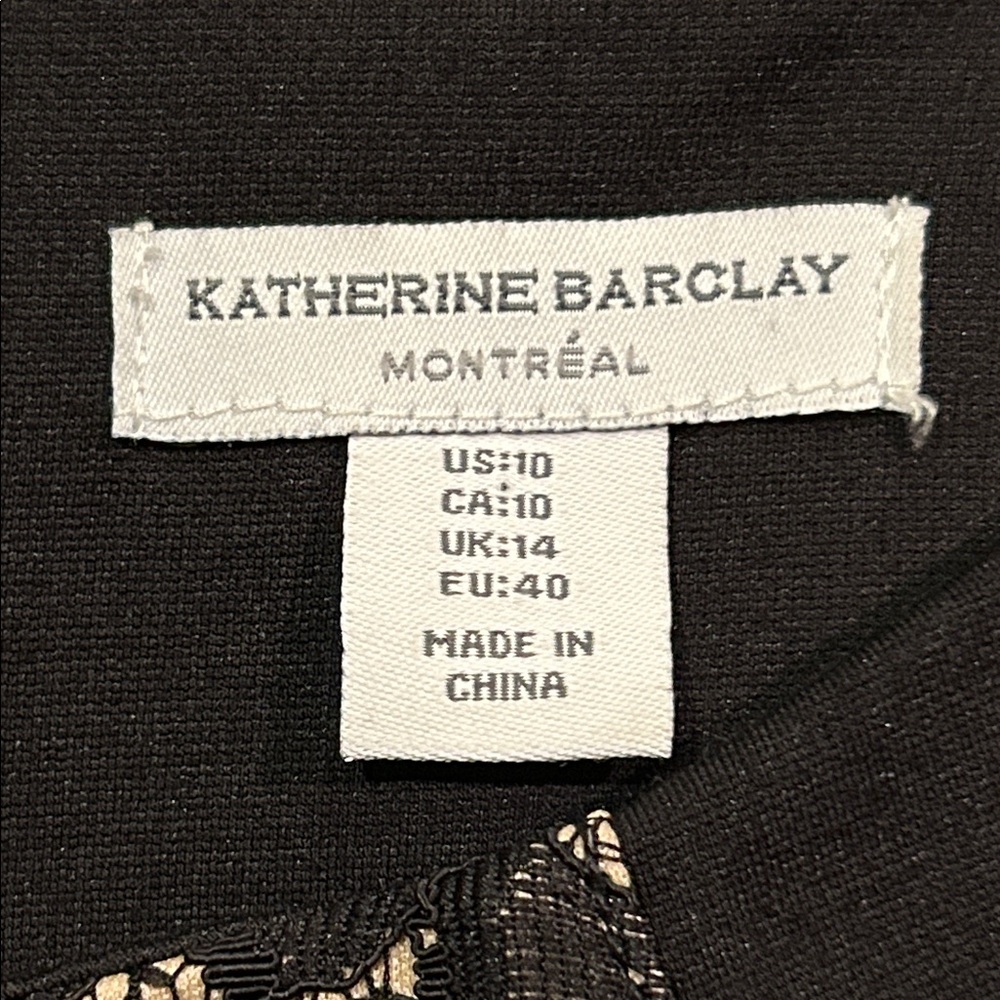 Katherine Barclay Elegant Black and Cream Lace Dress Size 10 - Picture 8 of 15